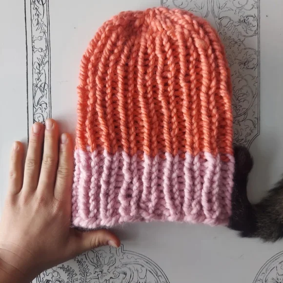 Hand Knit Chunky Pastel Beanie - Picture 4 of 4